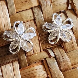 Fashion Jewelry Silver Floral Earrings